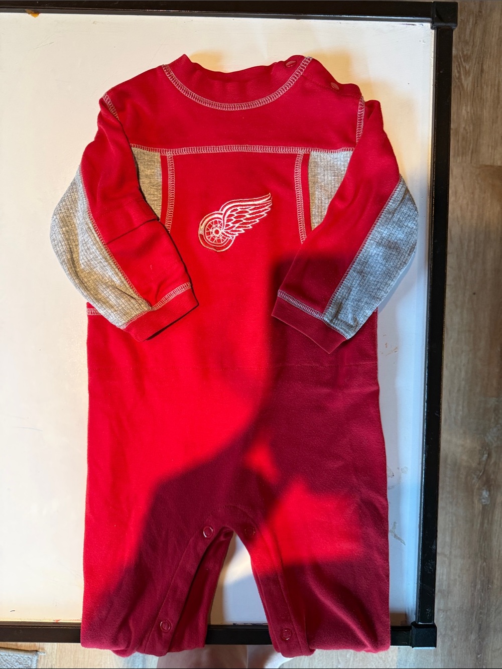 Vintage NHL Red & Gray Baby One-Piece Footie